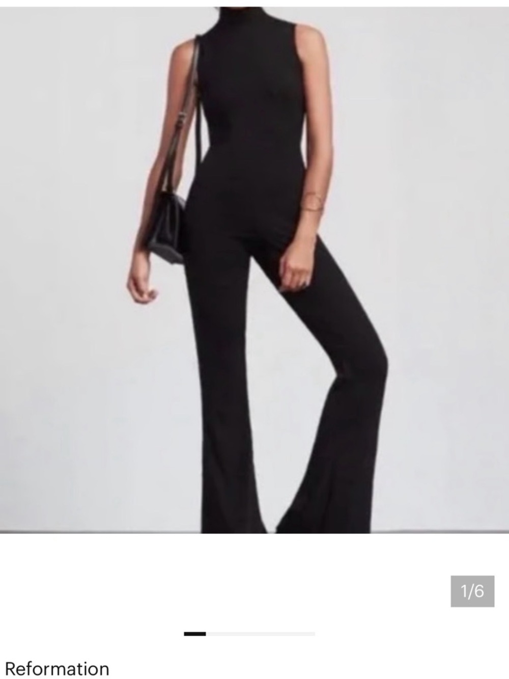 Reformation Navy Sleeveless Turtleneck Wide-Leg Jumpsuit